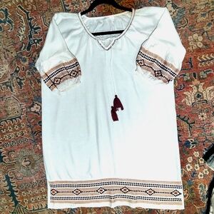 Navy Brand Embroidered White Mini Dress